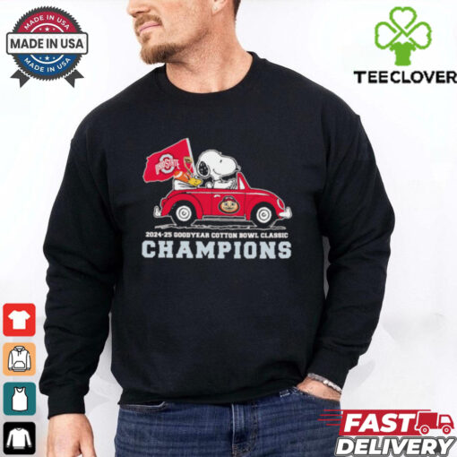 Snoopy and Woodstock driving car Ohio State Buckeyes 2025 Cotton Bowl champions shirt