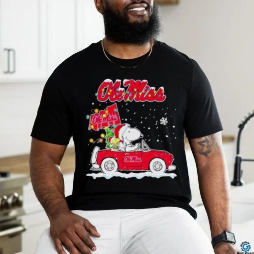 Snoopy and Woodstock driving car Ole Miss Christmas hoodie, sweater, longsleeve, shirt v-neck, t-shirt