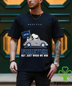 Snoopy and Woodstock driving car Seattle Seahawks forever not just when we win shirt
