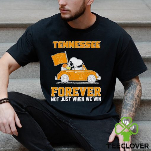 Snoopy and Woodstock driving car Tennessee forever not just when we win hoodie, sweater, longsleeve, shirt v-neck, t-shirt