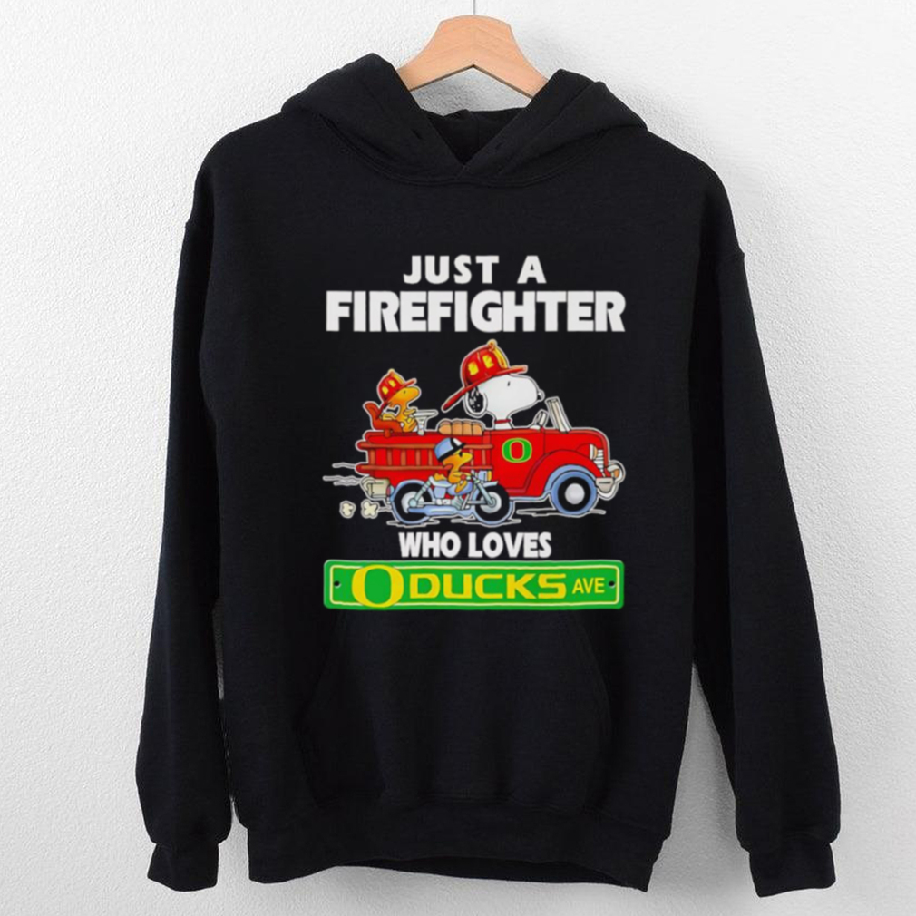 Snoopy and Woodstock driving car just a firefighter who loves Oregon Ducks shirt Snoopy and Woodstock driving car just a firefighter who loves Oregon Ducks shirt