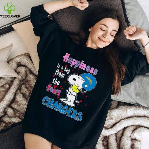 Snoopy and Woodstock happiness is a hug from the heart Los Angeles Chargers hoodie, sweater, longsleeve, shirt v-neck, t-shirt