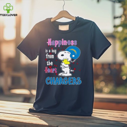 Snoopy and Woodstock happiness is a hug from the heart Los Angeles Chargers hoodie, sweater, longsleeve, shirt v-neck, t-shirt