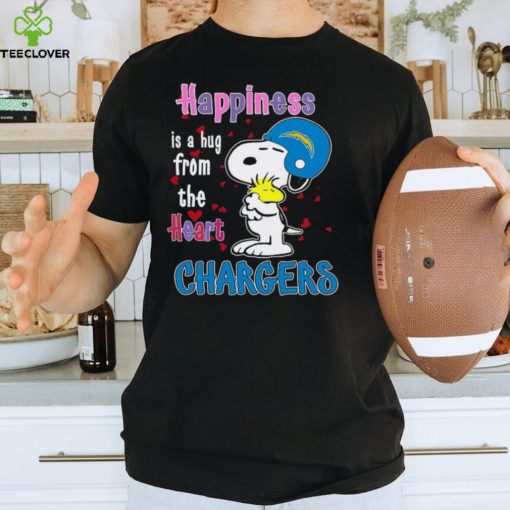 Snoopy and Woodstock happiness is a hug from the heart Los Angeles Chargers hoodie, sweater, longsleeve, shirt v-neck, t-shirt