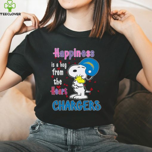 Snoopy and Woodstock happiness is a hug from the heart Los Angeles Chargers hoodie, sweater, longsleeve, shirt v-neck, t-shirt