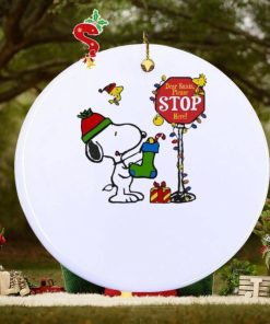 Snoopy and Woodstock hat santa dear santa please stop here christmas Ornament