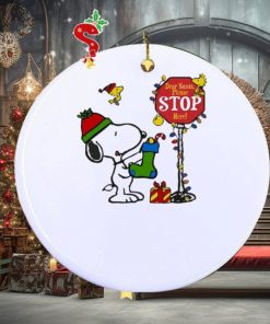 Snoopy and Woodstock hat santa dear santa please stop here christmas Ornament