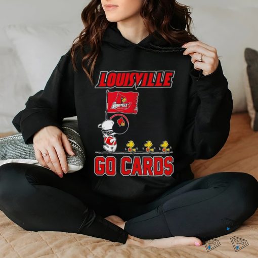 Snoopy and Woodstock holding flag Louisville go Cards hoodie, sweater, longsleeve, shirt v-neck, t-shirt