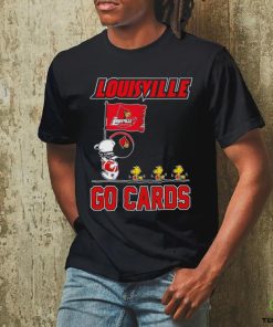 Snoopy and Woodstock holding flag Louisville go Cards hoodie, sweater, longsleeve, shirt v-neck, t-shirt