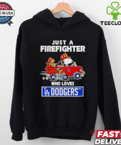 Snoopy and Woodstock just a firefighter who loves Dodgers shirt
