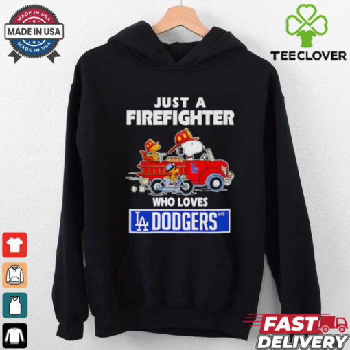 Snoopy and Woodstock just a firefighter who loves Dodgers shirt