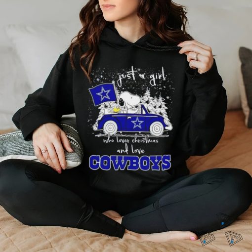 Snoopy and Woodstock just a girl who loves Christmas and love Cowboys snowflake hoodie, sweater, longsleeve, shirt v-neck, t-shirt