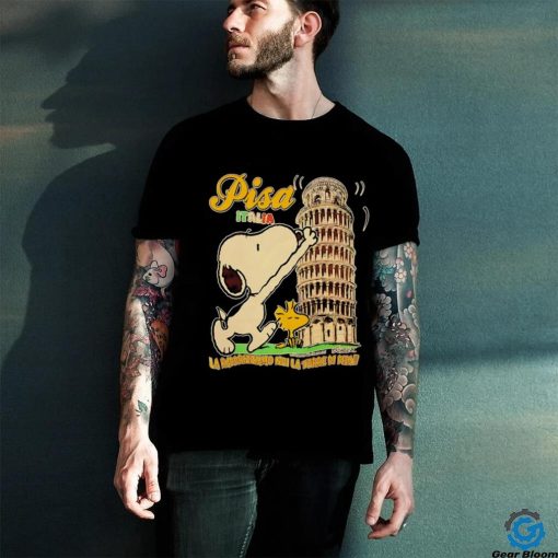 Snoopy and Woodstock pisa Italia la raddrizziamo noi la torre di pisa shirt