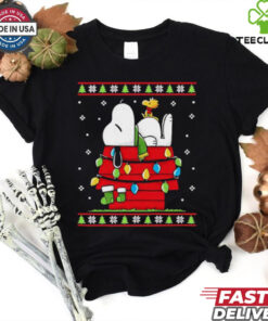 Snoopy and Woodstock waiting for Christmas ugly 2024 shirt