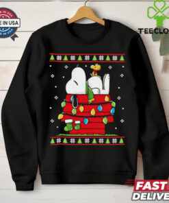 Snoopy and Woodstock waiting for Christmas ugly 2024 shirt