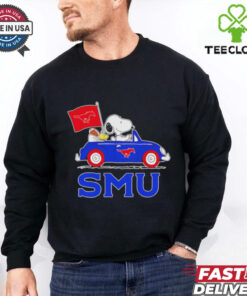 Snoopy and friend driving car let’s go SMU Mustangs shirt