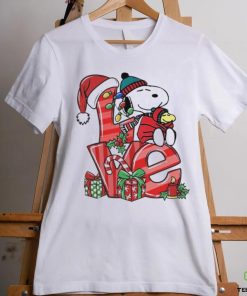 Snoopy and woodstock love hat santa merry christmas shirt