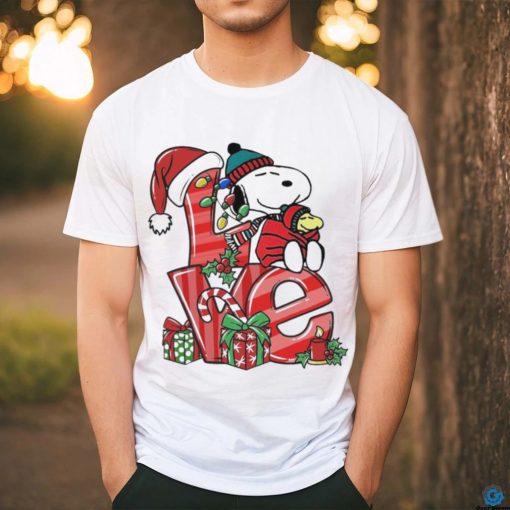 Snoopy and woodstock love hat santa merry christmas hoodie, sweater, longsleeve, shirt v-neck, t-shirt