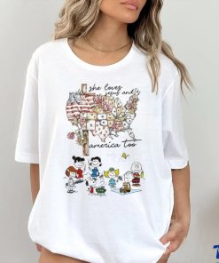 Snoopy charlie brown she loves jesus and america too Peanuts hoodie, sweater, longsleeve, shirt v-neck, t-shirt