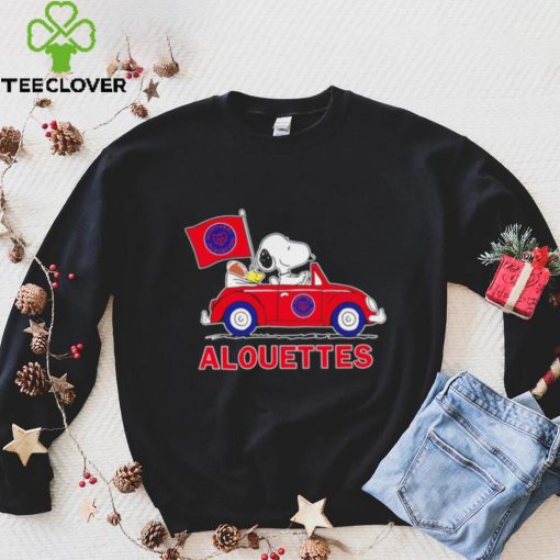 Snoopy drive a car Alouettes football flag logo gift hoodie, sweater, longsleeve, shirt v-neck, t-shirt