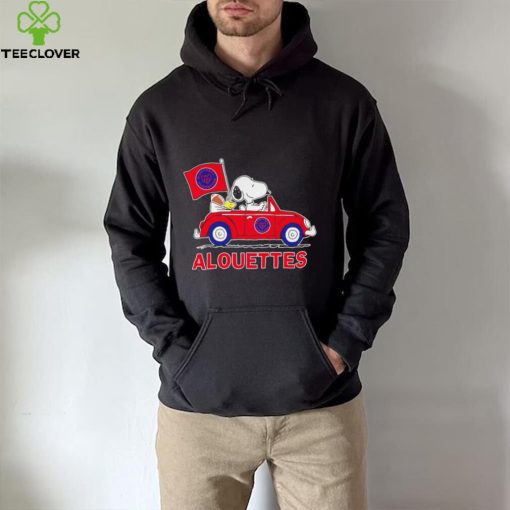 Snoopy drive a car Alouettes football flag logo gift hoodie, sweater, longsleeve, shirt v-neck, t-shirt