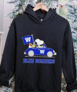 Snoopy drive a car Blue Bombers football flag logo gift shirt