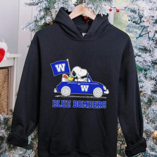 Snoopy drive a car Blue Bombers football flag logo gift hoodie, sweater, longsleeve, shirt v-neck, t-shirt