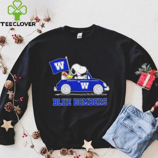 Snoopy drive a car Blue Bombers football flag logo gift hoodie, sweater, longsleeve, shirt v-neck, t-shirt