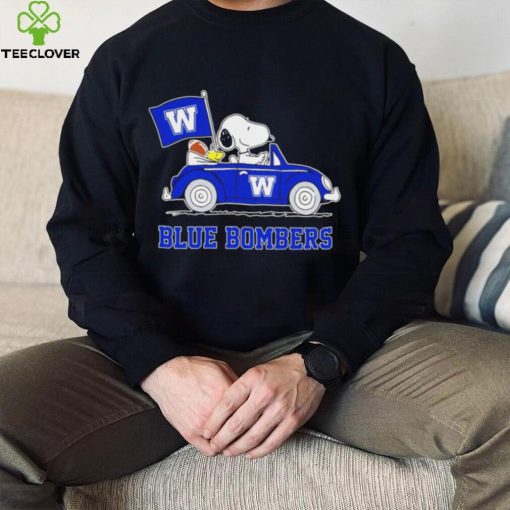 Snoopy drive a car Blue Bombers football flag logo gift hoodie, sweater, longsleeve, shirt v-neck, t-shirt