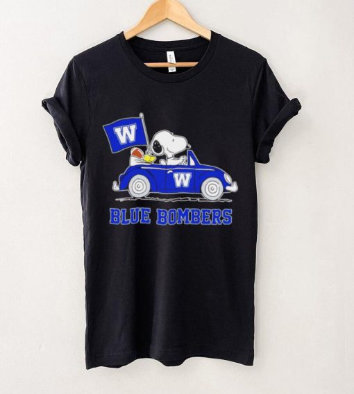 Snoopy drive a car Blue Bombers football flag logo gift hoodie, sweater, longsleeve, shirt v-neck, t-shirt