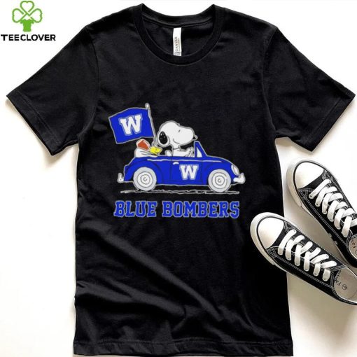 Snoopy drive a car Blue Bombers football flag logo gift hoodie, sweater, longsleeve, shirt v-neck, t-shirt