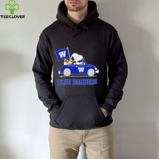 Snoopy drive a car Blue Bombers football flag logo gift hoodie, sweater, longsleeve, shirt v-neck, t-shirt