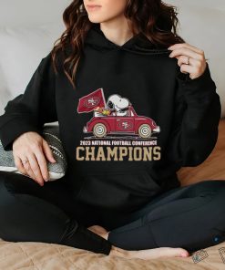 Snoopy driving a car 49ers san francisco 49ers 2023 national Football conference champions shirt