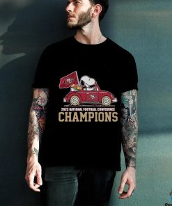 Snoopy driving a car 49ers san francisco 49ers 2023 national Football conference champions hoodie, sweater, longsleeve, shirt v-neck, t-shirt