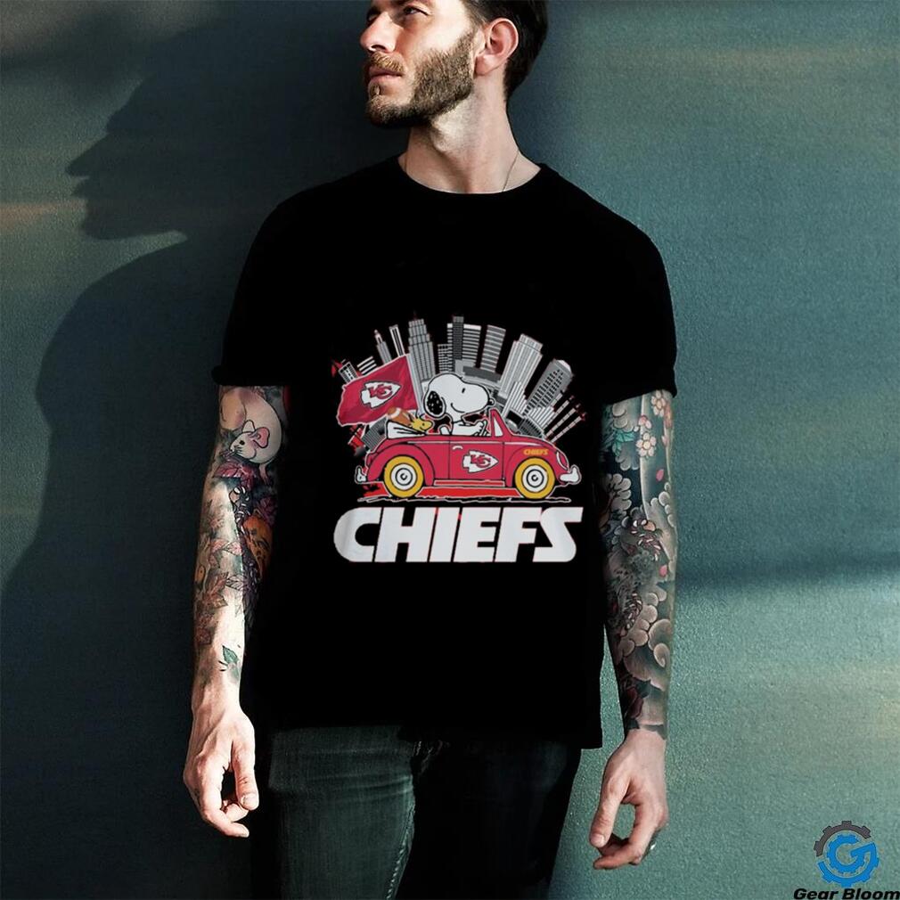 Snoopy driving a car in city Chiefs Kansas city Chiefs shirt Snoopy driving a car in city Chiefs Kansas city Chiefs shirt