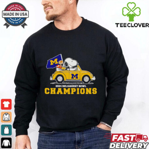 Snoopy driving car 2024 Reliaquest Bowl Champions Michigan Wolverines shirt