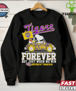 Snoopy driving car LSU Tigers forever not just when we win shirt