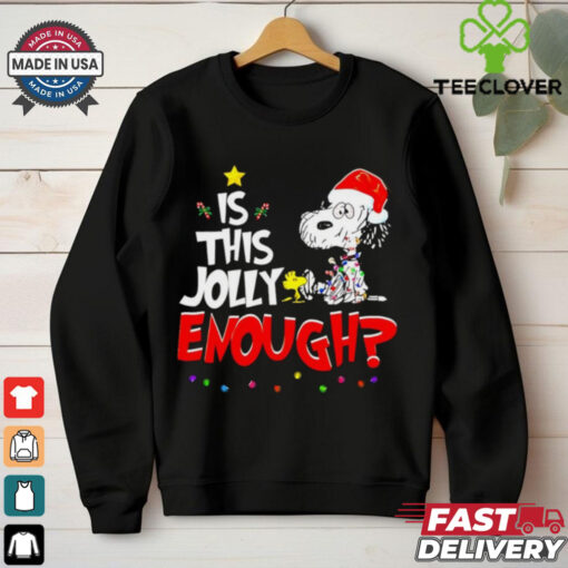 Snoopy is this jolly enough Christmas shirt