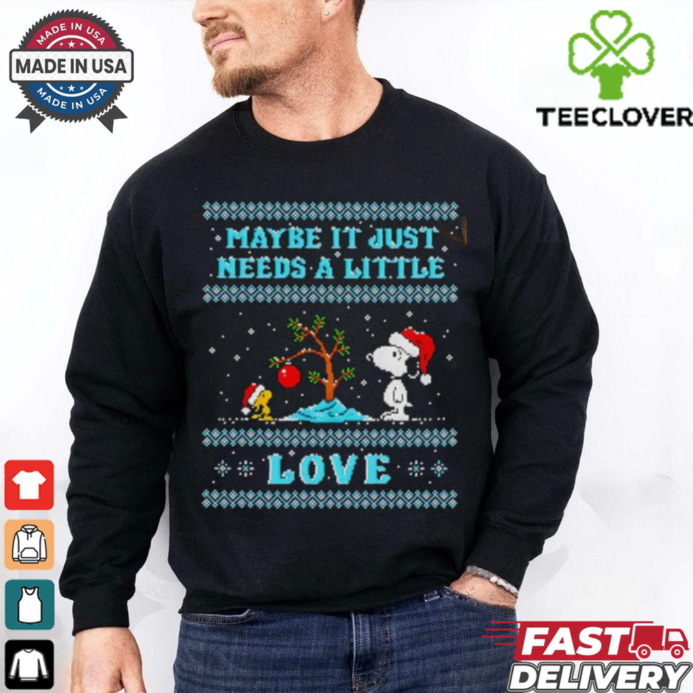Snoopy maybe it just needs a little love ugly Christmas shirt Snoopy maybe it just needs a little love ugly Christmas shirt