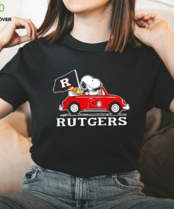 Snoopy riding car Rutgers Scarlet Knights shirt 2 Snoopy riding car Rutgers Scarlet Knights shirt