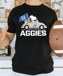 Snoopy riding car Utah State Aggies shirt 1 Snoopy riding car Utah State Aggies shirt