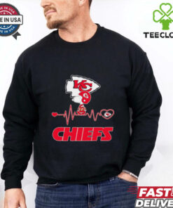 Snoopy walking on Kansas City Chiefs heartbeat shirt