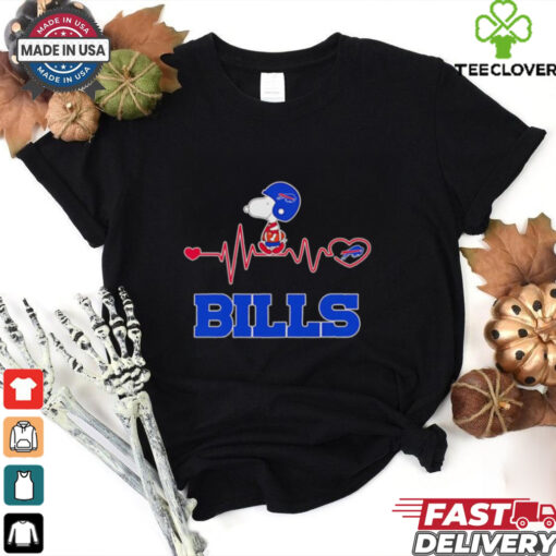 Snoopy walking on heartbeat Buffalo Bills football shirt