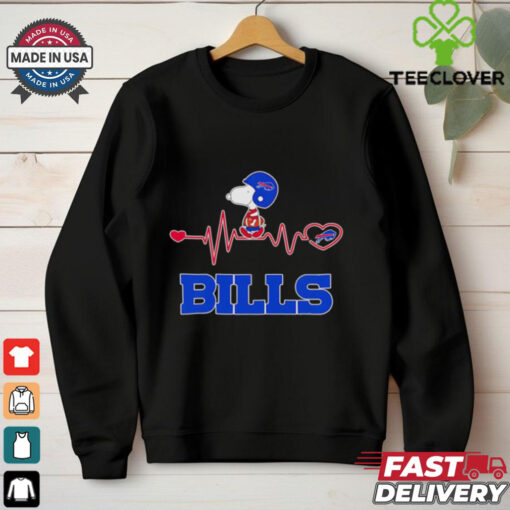 Snoopy walking on heartbeat Buffalo Bills football shirt