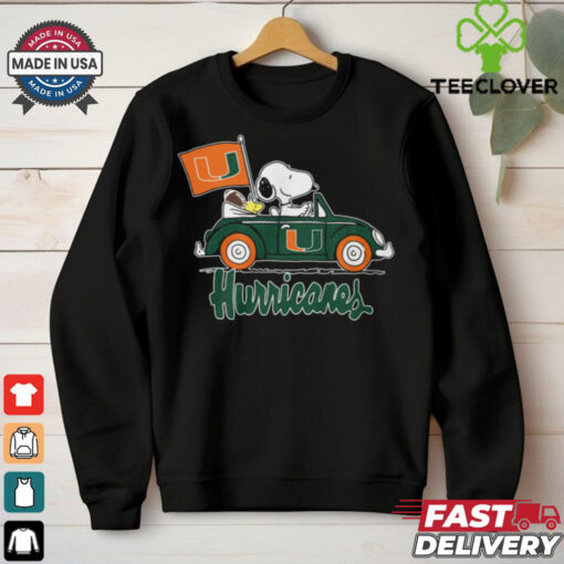 Snoppy In Car The Miami Hurricanes 2024 Shirt