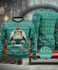 Snorlax All Is Calm Bright Ugly Christmas Sweater Sweatshirt Anime Xmas Pocket Monster