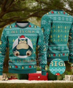 Snorlax All Is Calm Bright Ugly Christmas Sweater Sweatshirt Anime Xmas Pocket Monster