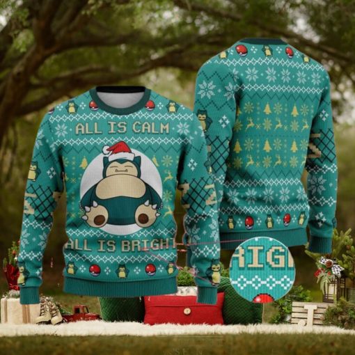 Snorlax All Is Calm Bright Ugly Christmas Sweater Sweatshirt Anime Xmas Pocket Monster