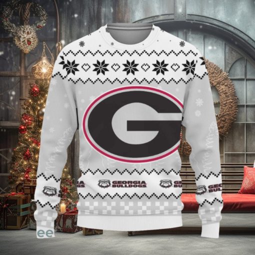 Snow Team Logo Georgia Bulldogs Gifts For Fan Christmas Tree Ugly Christmas Sweater AOP