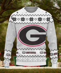 Snow Team Logo Georgia Bulldogs Gifts For Fan Christmas Tree Ugly Christmas Sweater AOP